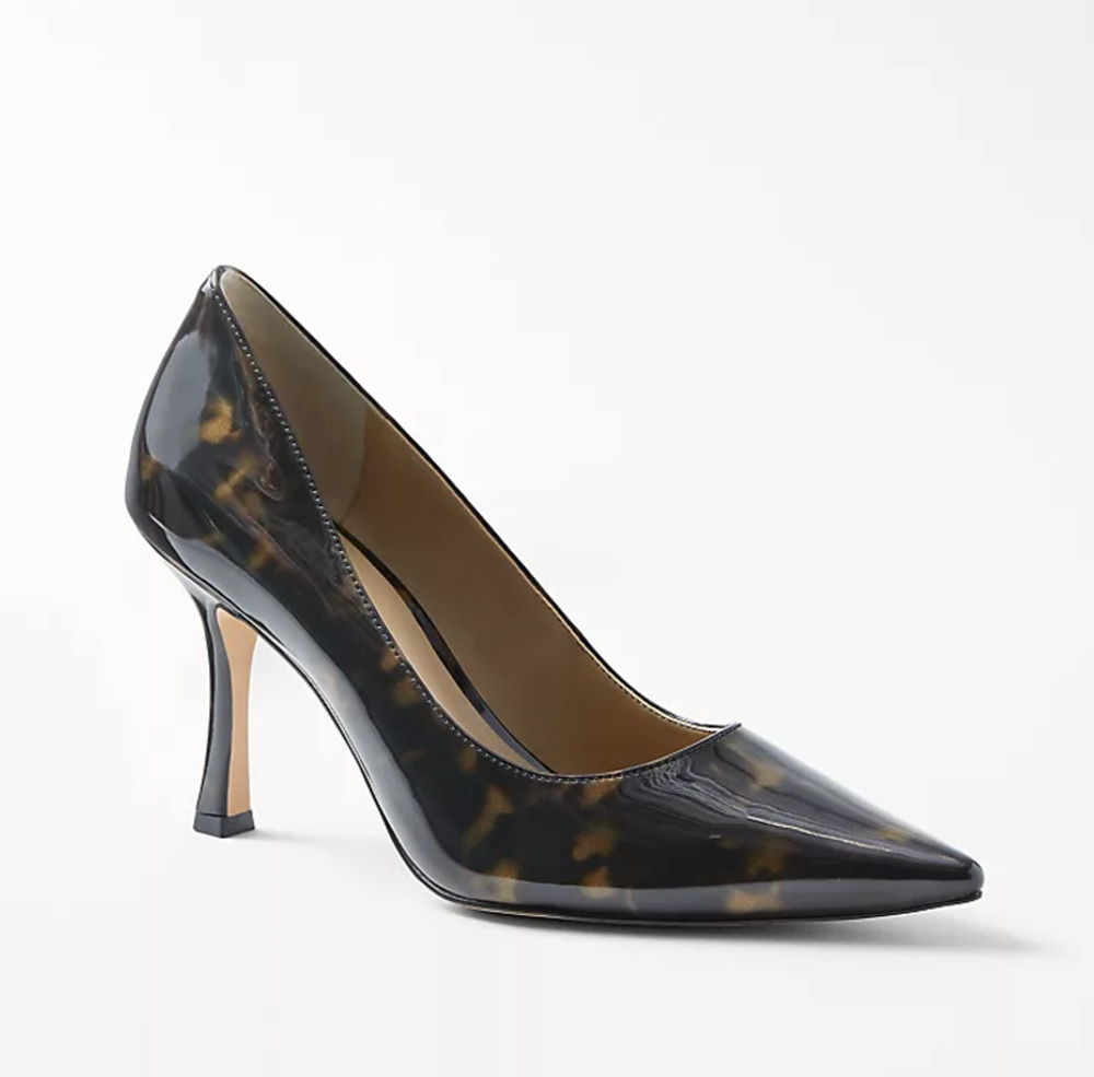 NEW ANN TAYLOR BLACK MILA TORTOISESHELL PRINT PUMPS HIGH HEELS SHOES SZ 5